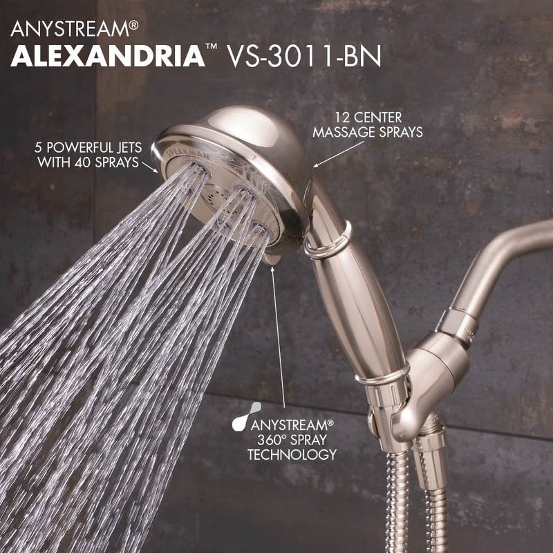 Speakman VS-3011-BN Chelsea Anystream Multi-Function Handheld Shower Head, 2.5 GPM, Brushed Nickel - Image 3